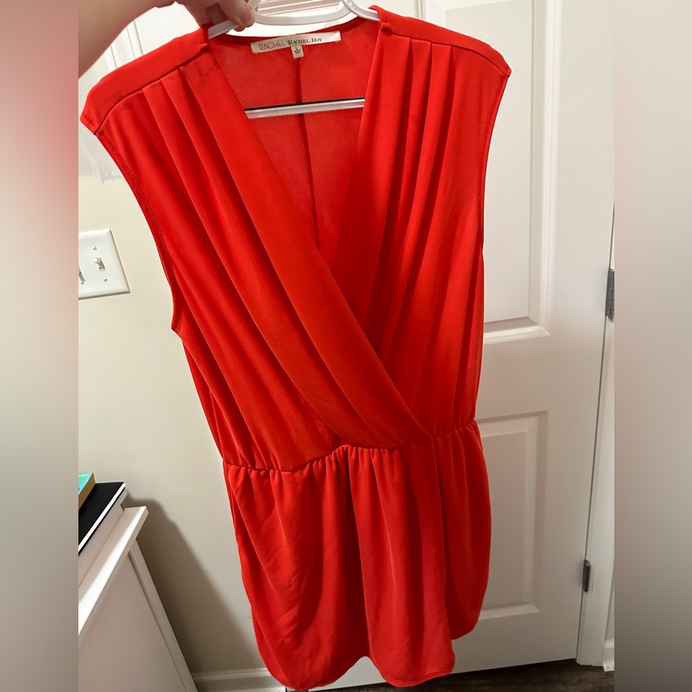 Rachael Roy faux wrap dress red size L